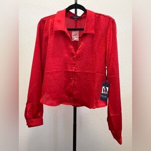 NWT RACHEL Rachel Roy Vibrant Red Blouse S